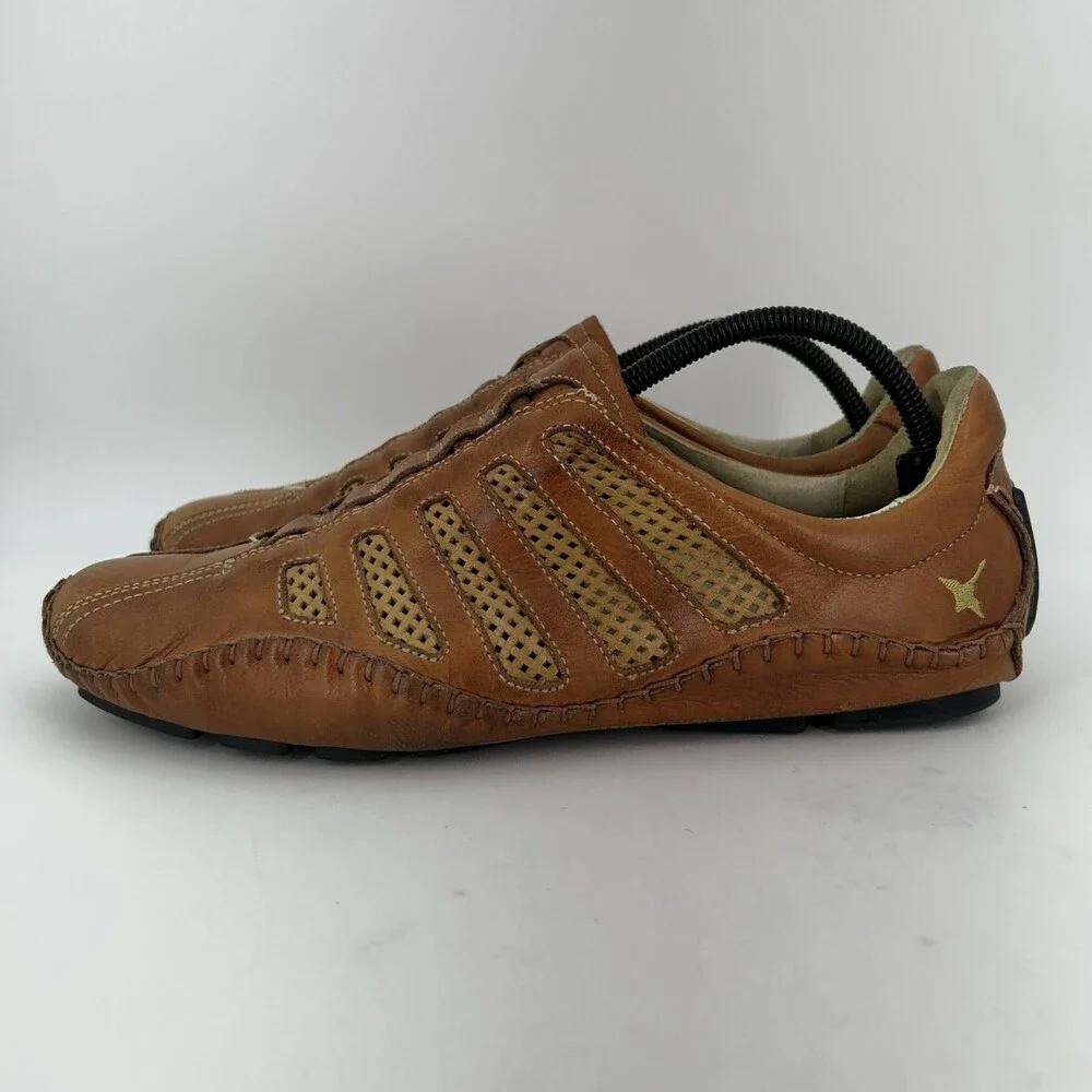 Pikolinos Shoes Mens Size 10 EU 43 Fuencarral Brown Leather Perforated Slip On